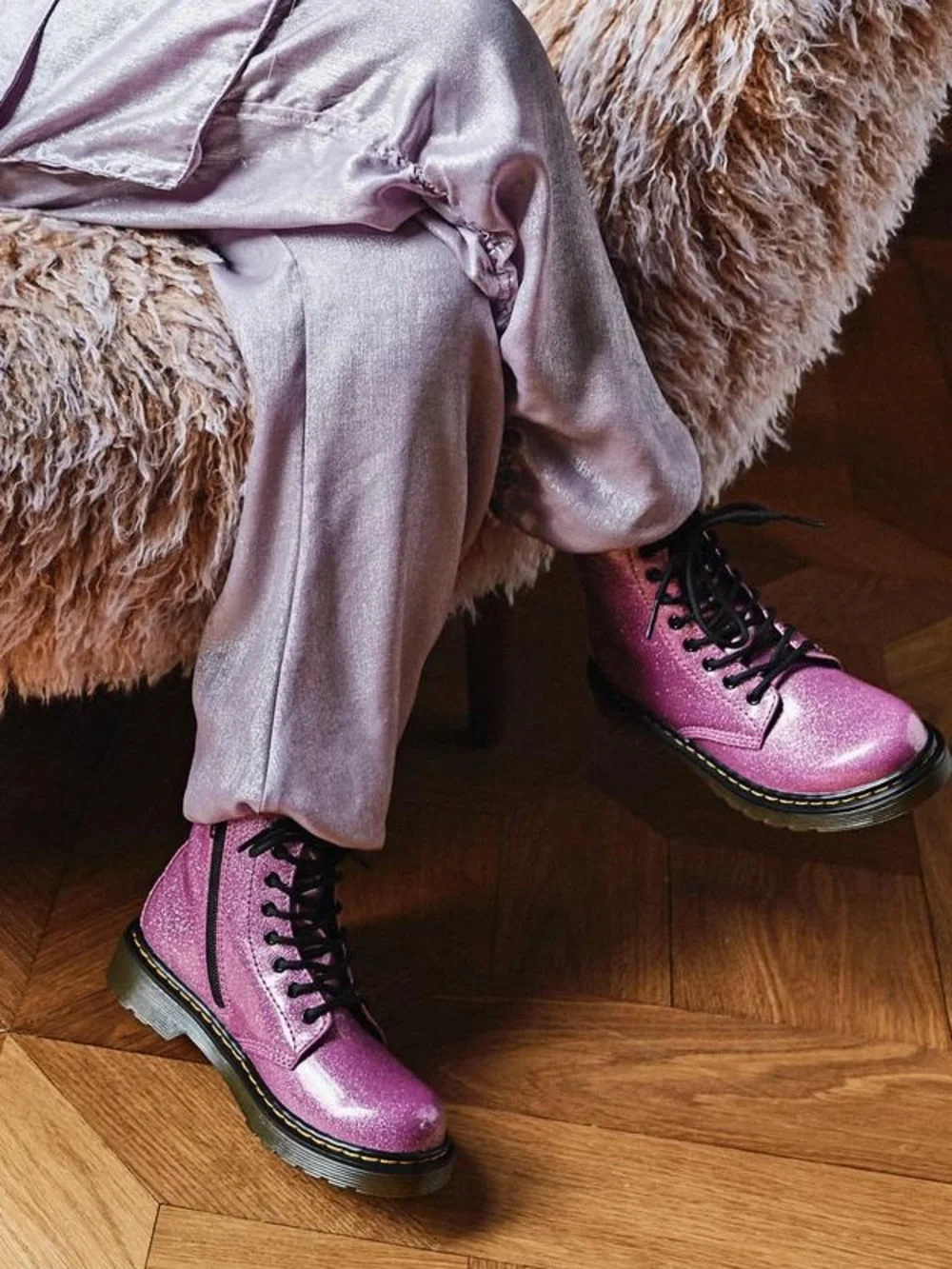 Dr. Martens Doc Martens Pink Glitter 1460 Boots 7 Girls